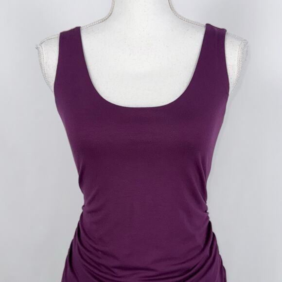 Naked Princess Women's Modal Ruched High Low Tank Dress Small Purple - Picture 3 of 14